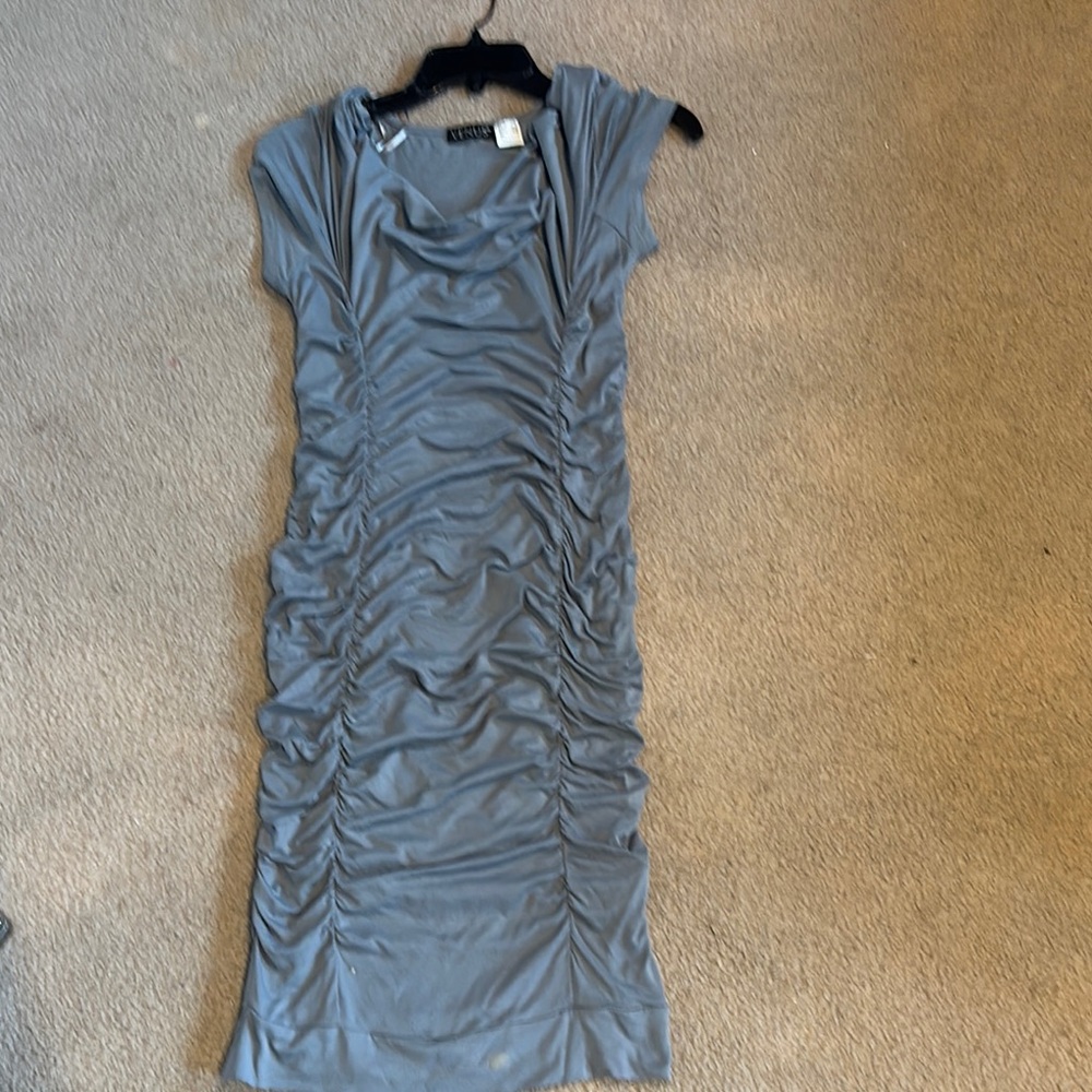 Venus Grey Ruched Stretch Dress